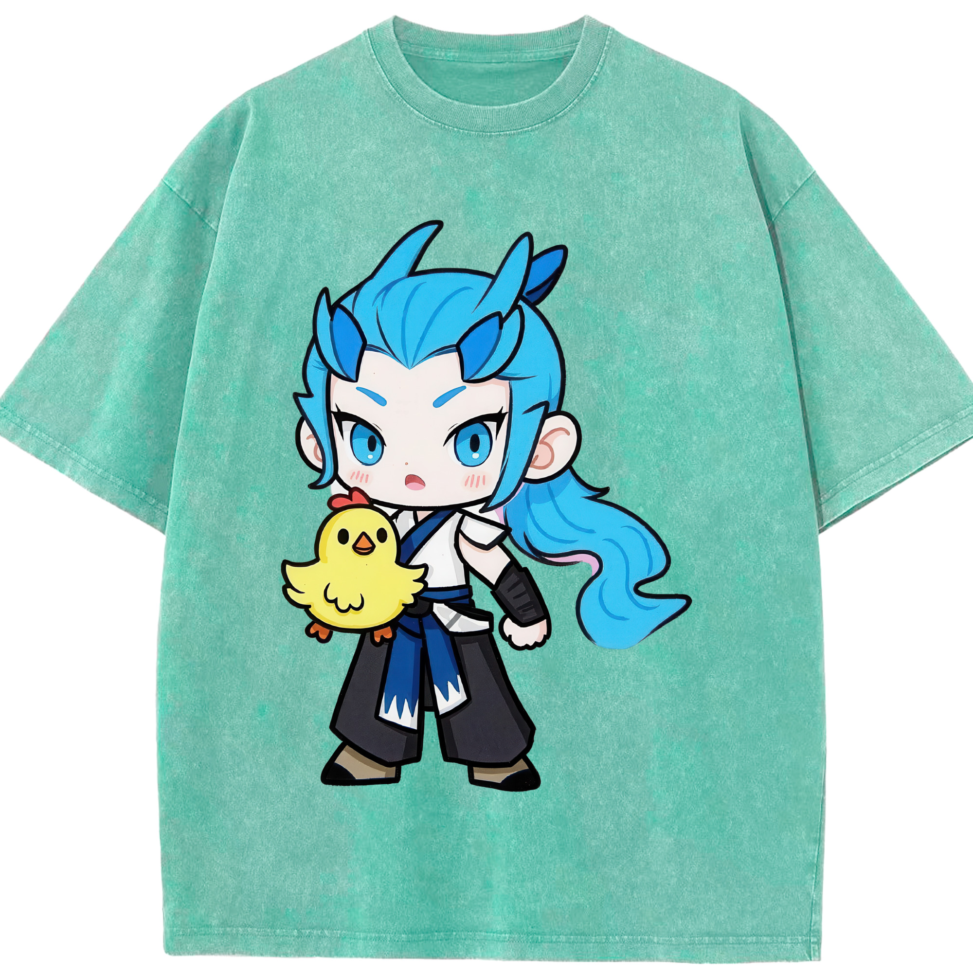 （画像用） Ne Zha 2 ナタ 魔童の大暴れ 綿100% ヴィンテージ風 半袖Tシャツ（フロントプリント）
